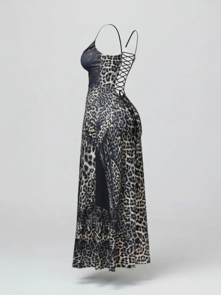 Leopard Lace Patchwork Dress