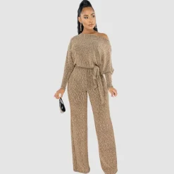 Leopard Printed Off-shoulder Jumpsuit