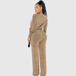 Leopard Printed Off-shoulder Jumpsuit