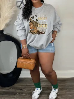 Letter Print Long Sleeve Casual Sweatshirt