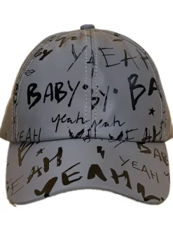 Letter Print Reflective Baseball Caps