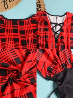 Long Lantern Sleeve Printed Midi Dress