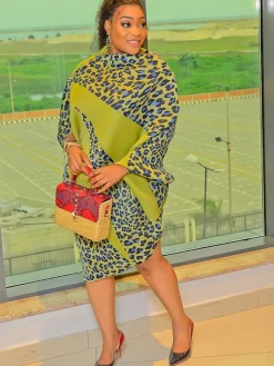 Long Sleeve Asymmetrical Leopard Print Mini Dress