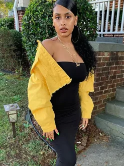 Long Sleeve Button Down Ripped Denim Jacket