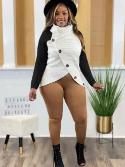 Long Sleeve Color Block Asymmetrical Top