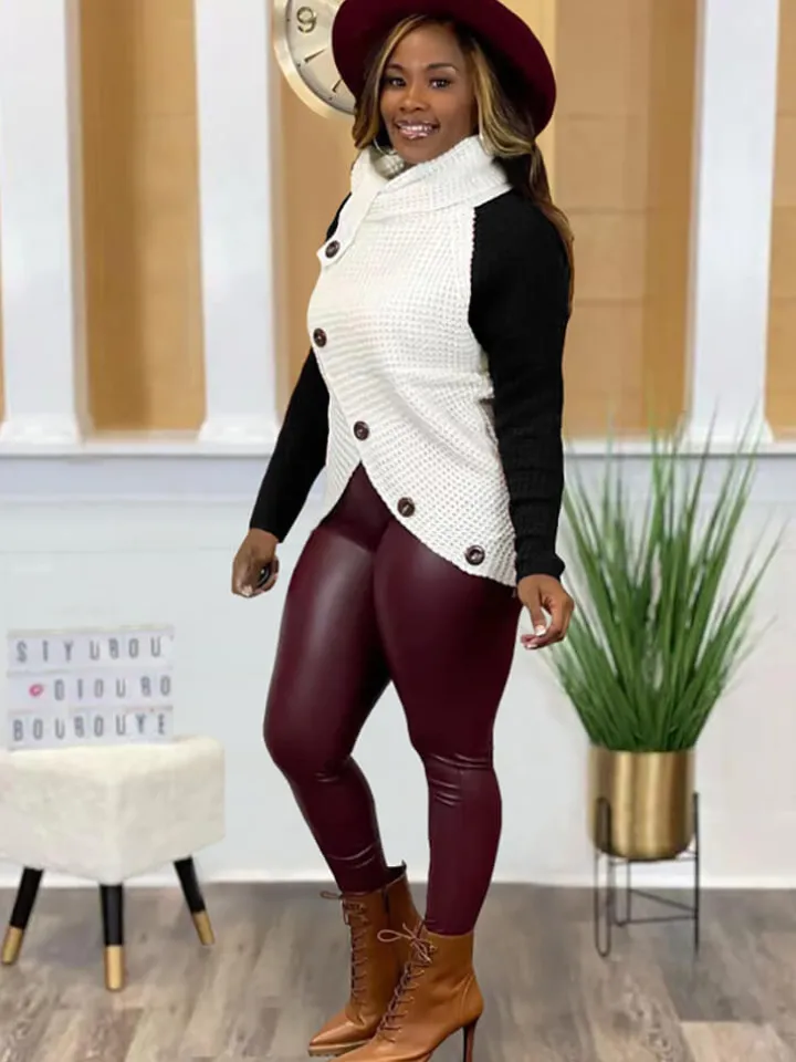 Long Sleeve Color Block Asymmetrical Top