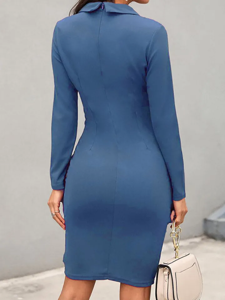 Long Sleeve Elegant V Neck Mini Dress