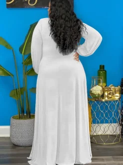 Long Sleeve Lace Up Split Maxi Dress