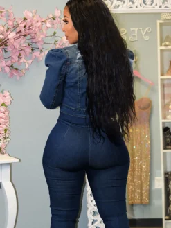 Long Sleeve Lapel Collar Button Down Denim Jacket