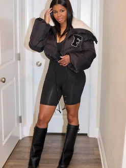 Long Sleeve Letter Print Short Jacket