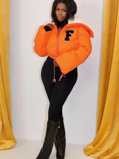 Long Sleeve Letter Print Short Jacket