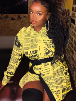 Long Sleeve Letter Print Bodycon Shirts