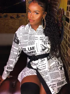 Long Sleeve Letter Print Bodycon Shirts