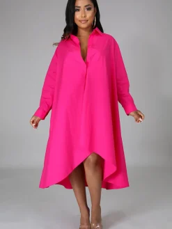 Long Sleeve Loose Shirt Maxi Dress