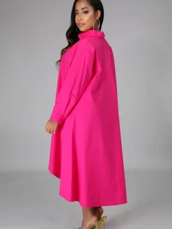 Long Sleeve Loose Shirt Maxi Dress