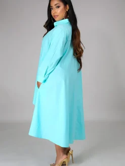 Long Sleeve Loose Shirt Maxi Dress