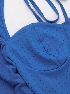 Long Sleeve Mesh Rhinestone Dress