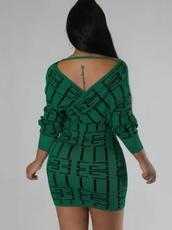 Long Sleeve Off Shoulder Mini Dress