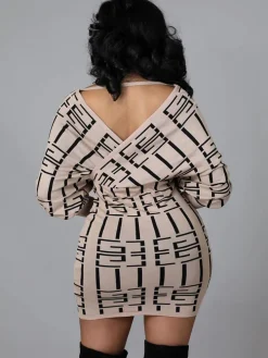 Long Sleeve Off Shoulder Mini Dress