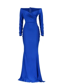 Long Sleeve Off Shoulder Split Maxi Dress