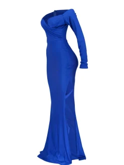 Long Sleeve Off Shoulder Split Maxi Dress