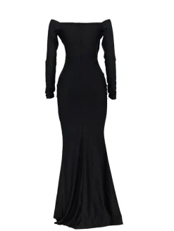 Long Sleeve Off Shoulder Split Maxi Dress