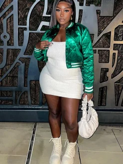 Long Sleeve Patchwork Quilted Baseball Jacket