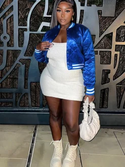 Long Sleeve Patchwork Quilted Baseball Jacket