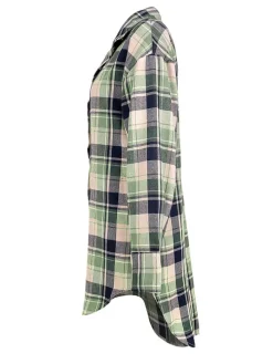 Long Sleeve Plaid Print Mini Dress Blouse