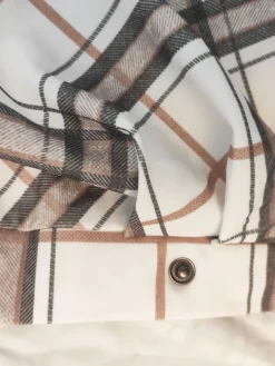 Long Sleeve Plaid Print Ruched Midi Dress