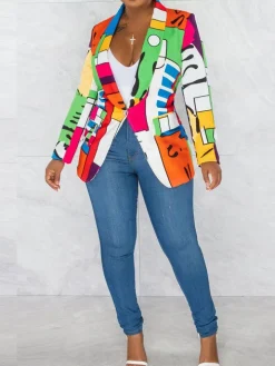 Long Sleeve Printed Button Jacket