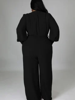 Long Sleeve Solid Bodycon Wide Leg Jumpsuit