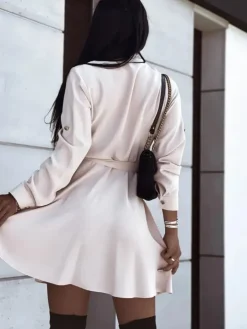 Long Sleeve Solid Button Down Shirt Dress