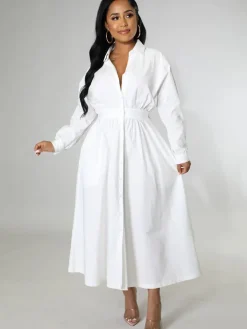 Long Sleeve Solid Color Bodycon Maxi Dress