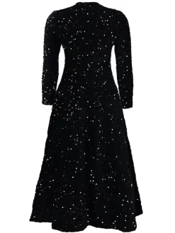 Long Sleeve Solid Color Sequin Dress