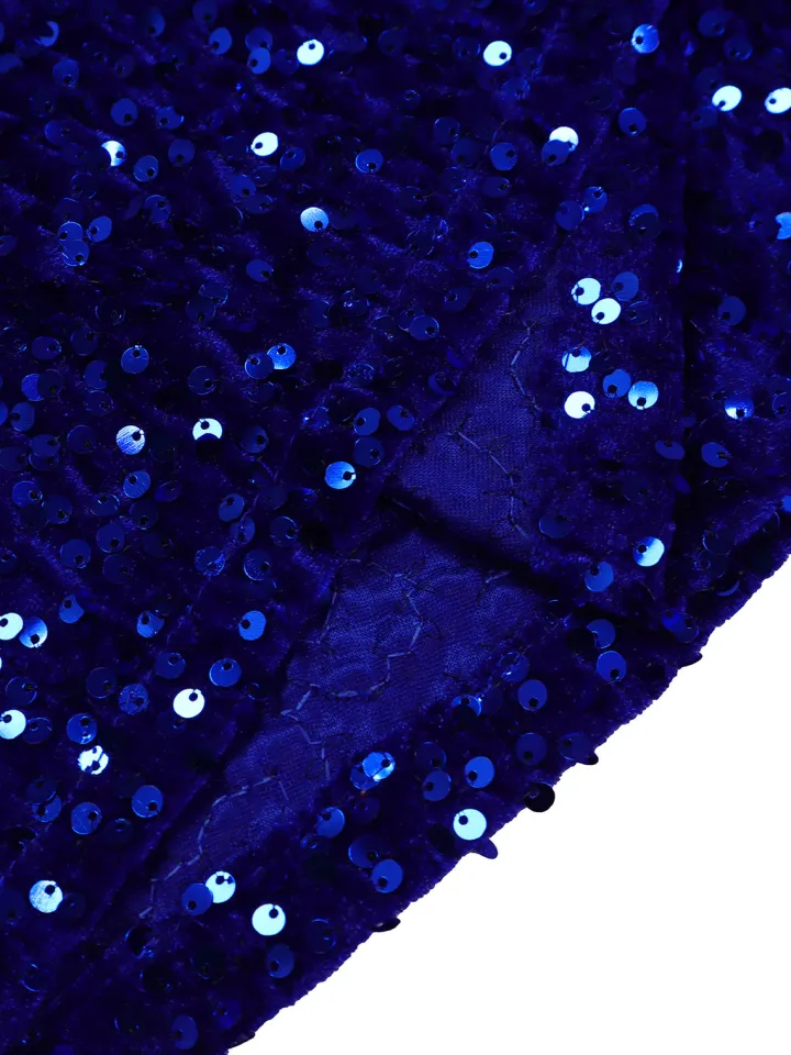 Long Sleeve Solid Color Sequin Dress