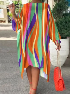 Long Sleeve Striped Bodycon Midi Dress