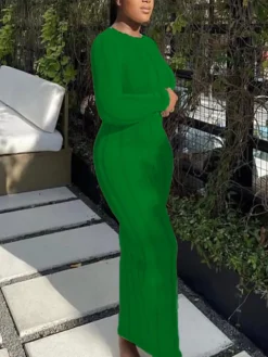 Long Sleeve Tassel Backless Maxi Dress