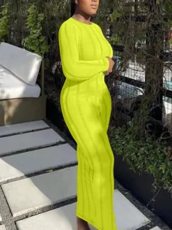 Long Sleeve Tassel Backless Maxi Dress