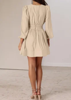 Long Sleeve V Neck Mini Dress