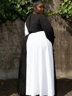 Long Sleeve V Neck Patchwork Maxi Dress