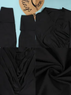 Long Sleeve V Neck Ruched Split Top