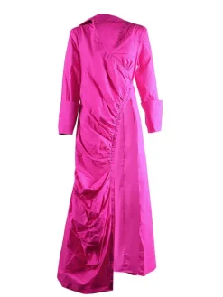 Long Sleeve V Neck Ruched Split Top