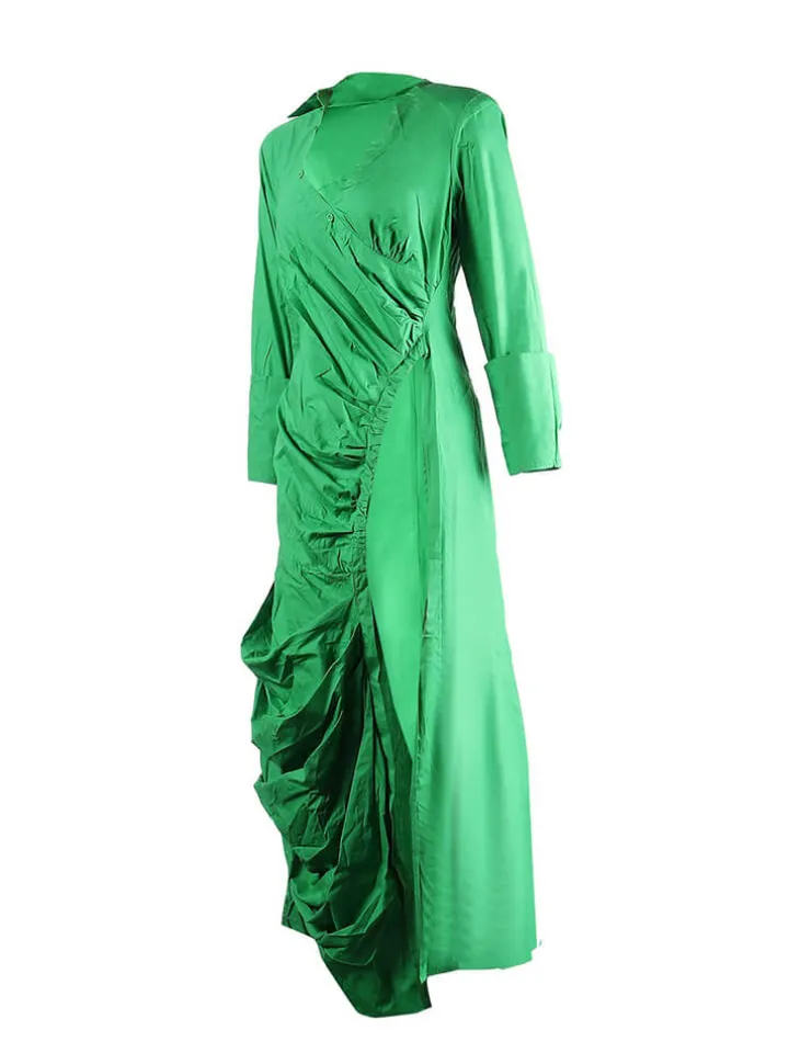 Long Sleeve V Neck Ruched Split Top