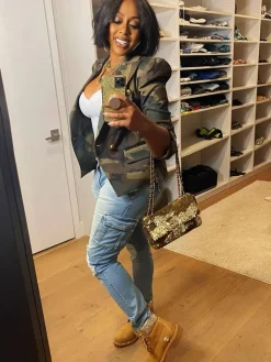 Long Sleeves Camouflage Print Jacket