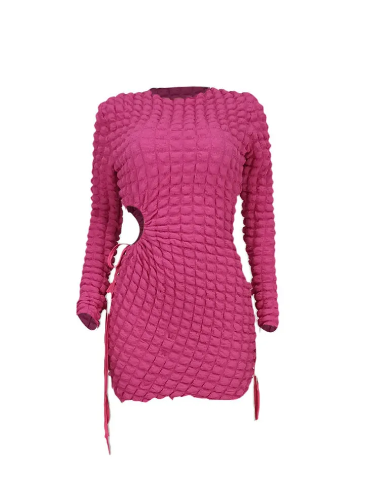 Long Sleeves Cut-Out Bubble Mini Dress