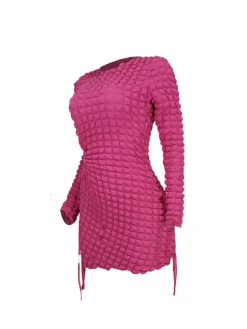 Long Sleeves Cut-Out Bubble Mini Dress