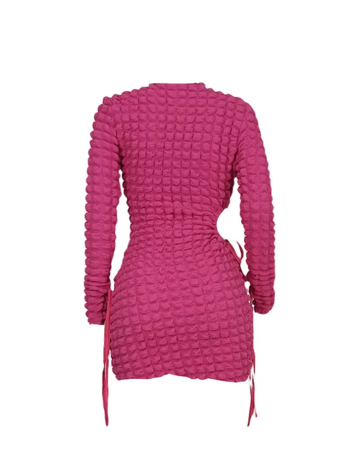 Long Sleeves Cut-Out Bubble Mini Dress