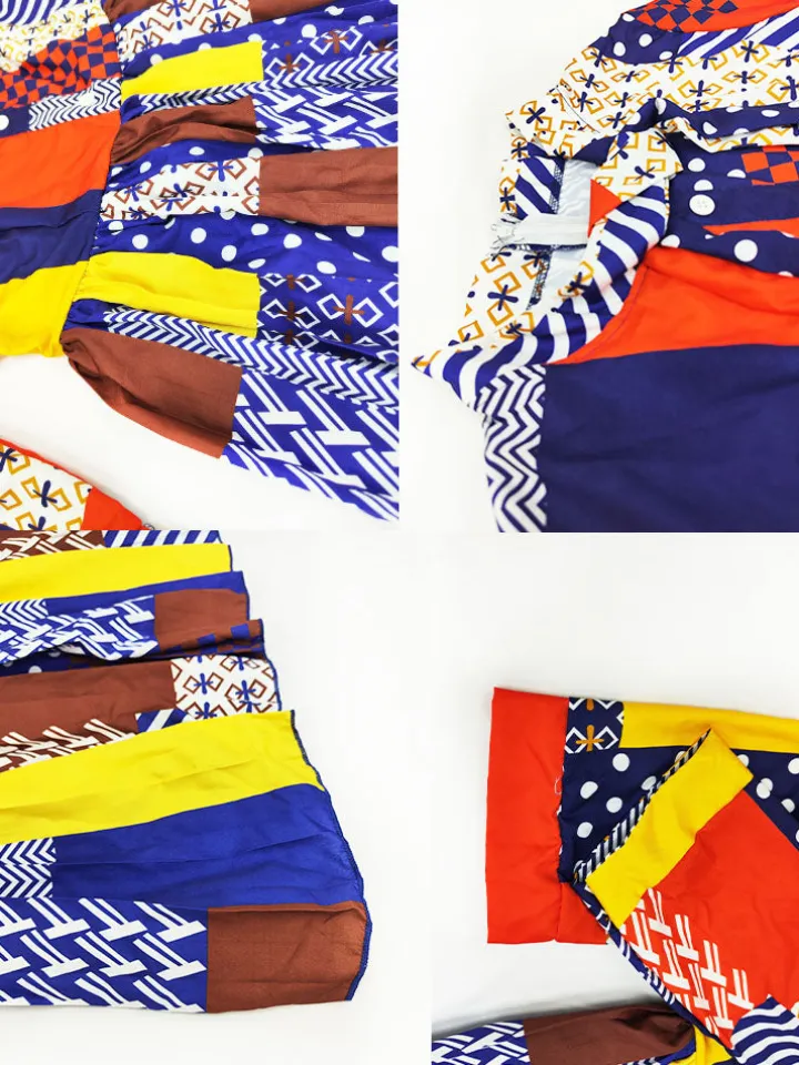 Long Sleeves Figure Print Midi Dresss