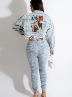 Long Sleeves Lapel Denim Jacket